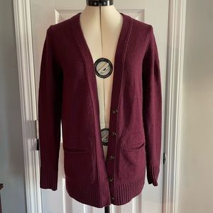 Madewell Maroon Merino Wool Cardigan